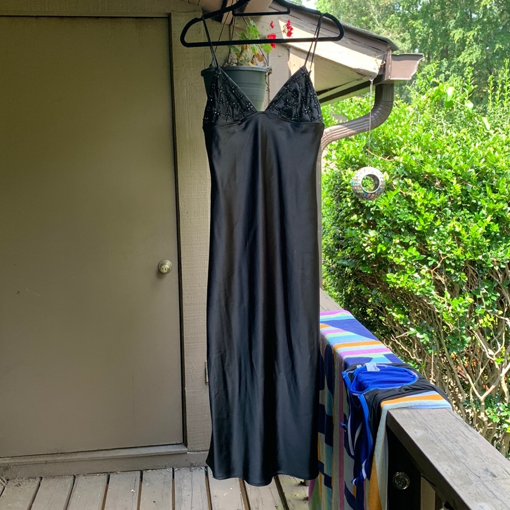 Zara Beaded Black Formal Midi Dress